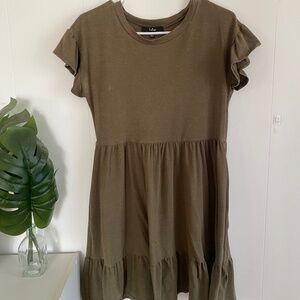 Olive Green Dress with Pockets